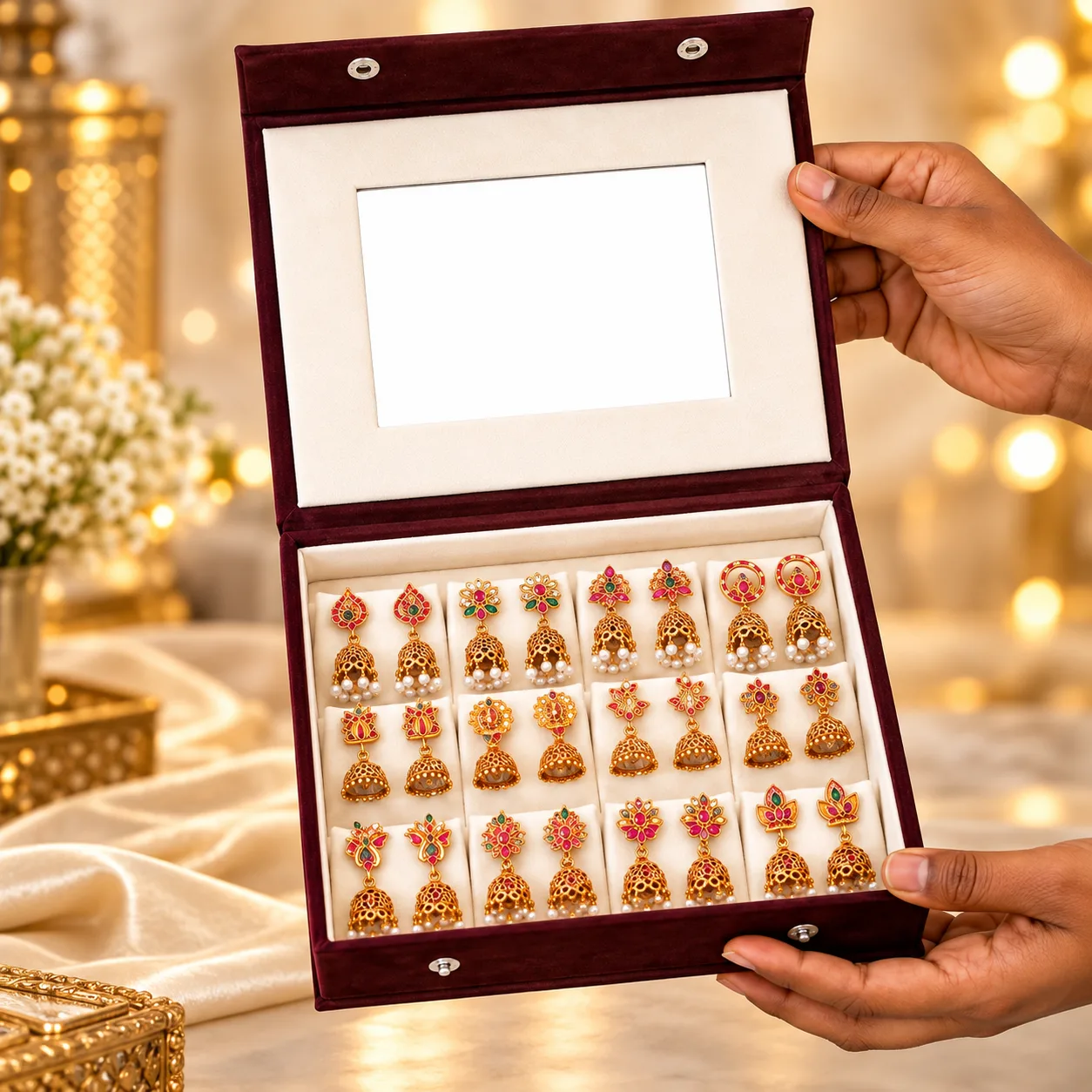 12 piece Mirror jummkha Box
